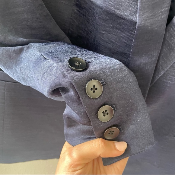 Anthropologie Capulet Navy Blue Notch Collar Satin Boyfriend Blazer NWT - Picture 7 of 13